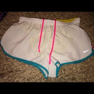 White Nike athletic shorts